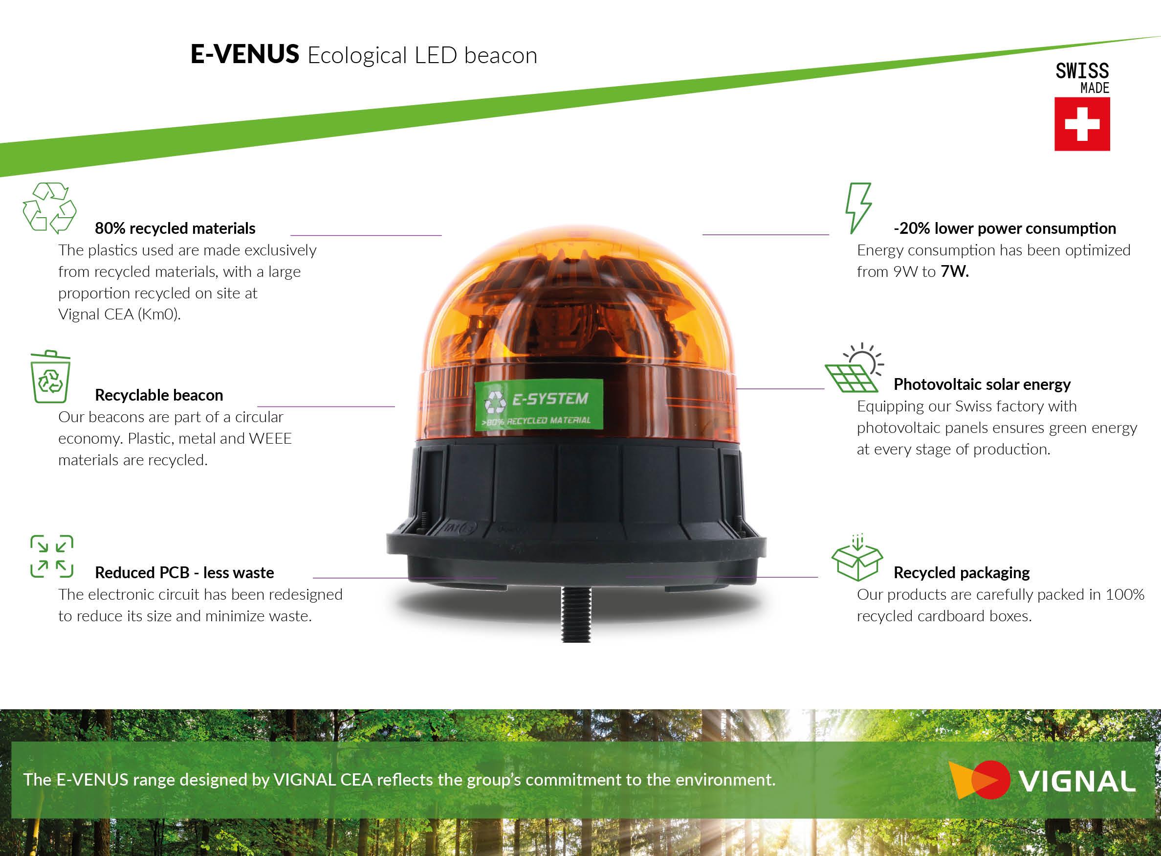 LED ecological beacon to be screwed double flash amber - 1 screws